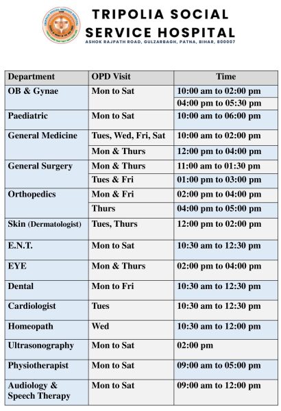 TSSH Doctors Time Table (Update on 15.02.2024)